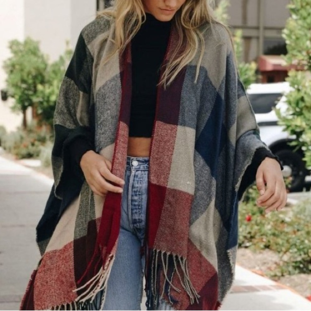 Plaid Ruana Wrap